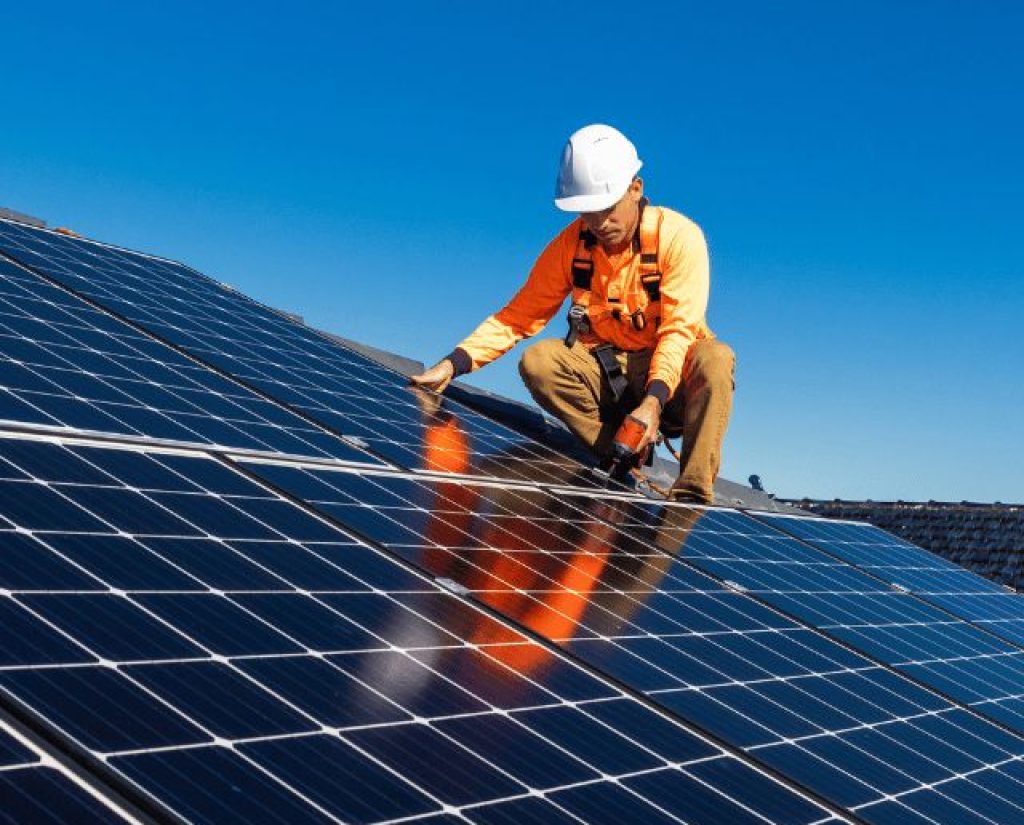 solar panels system installed